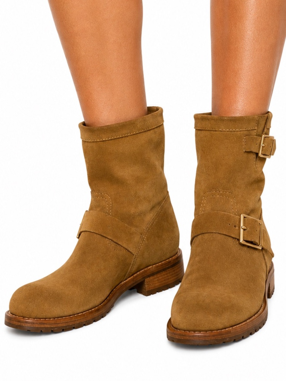 Jimmy Choo Camel Suede Engineer Boots Size 40 Made In Italy